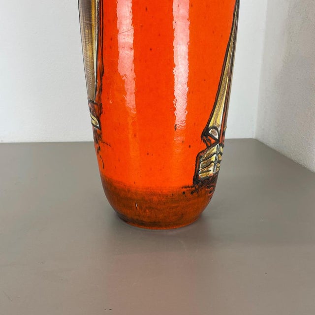 Large Fat Lava Multi-Color Sailing Boats Floor Vase from Scheurich, 1970s For Sale - Image 6 of 18