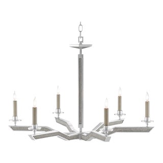 Currey & Co. Modern SIlver Finished Bourree Chandelier For Sale