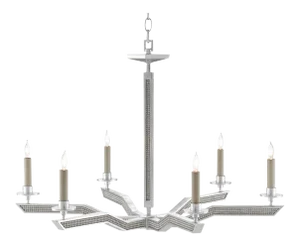 Currey & Co. Modern SIlver Finished Bourree Chandelier