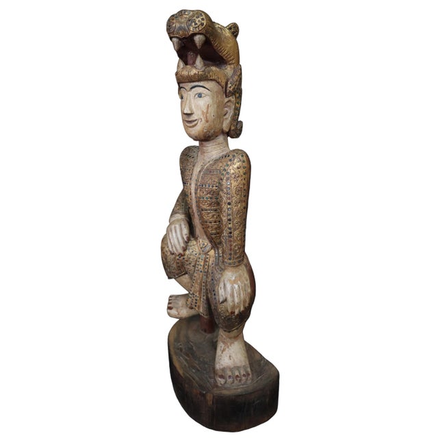 Hand Carved Burmese Court Performer or Nat Statue For Sale - Image 4 of 11