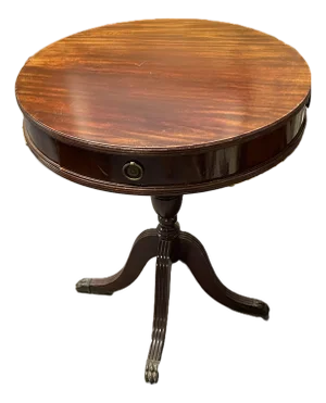 Early 20th Century Mahogany Drum Table by Mingh & Eisenbrey in Baltimore, Md