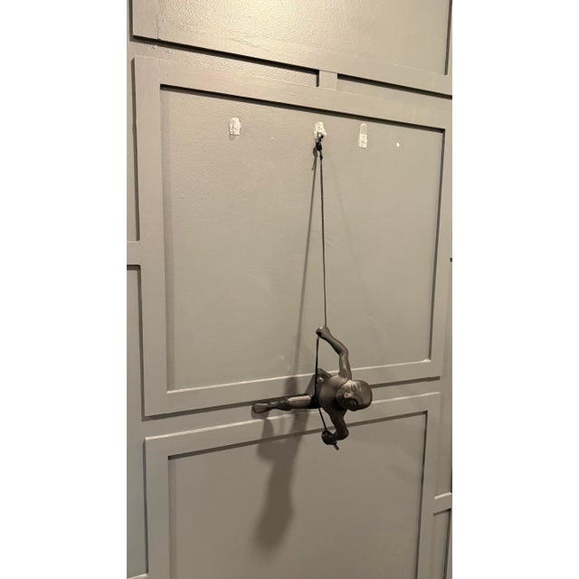 Modern Climbing Man Big 10 Inches Tall Black Wall Art Position 1 Black For Sale - Image 3 of 6