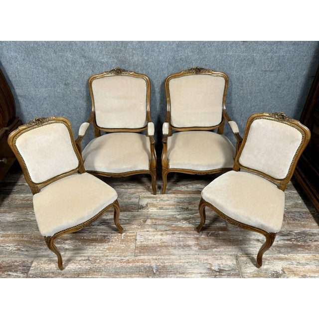 Wood Louis XV Style Chairs in Molded and Carved Wood, 1900s, Set of 4 For Sale - Image 7 of 7