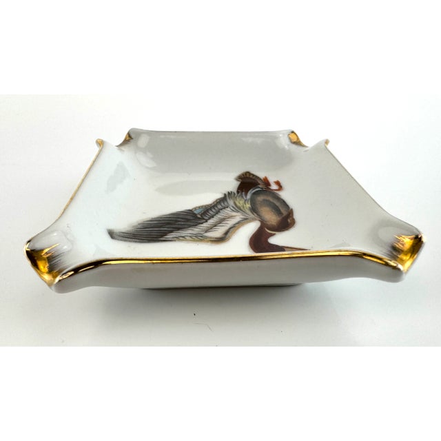 Vintage Mid-Century German Porcelain Duck Ashtray With Gilded Trim For Sale - Image 12 of 13