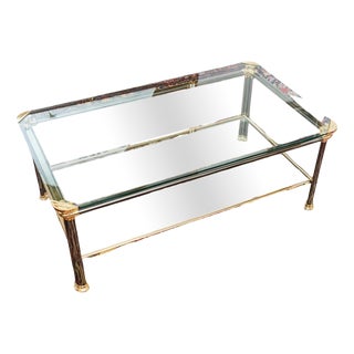 Coffee Table in Clear Glass and Metal For Sale