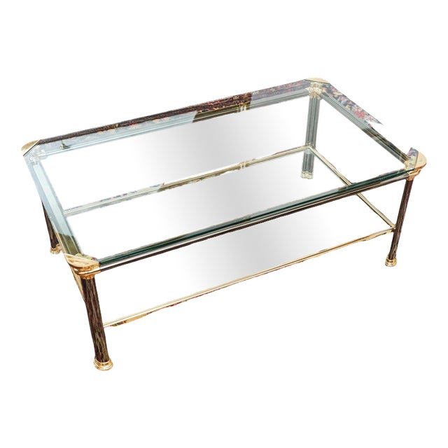 Coffee Table in Clear Glass and Metal For Sale