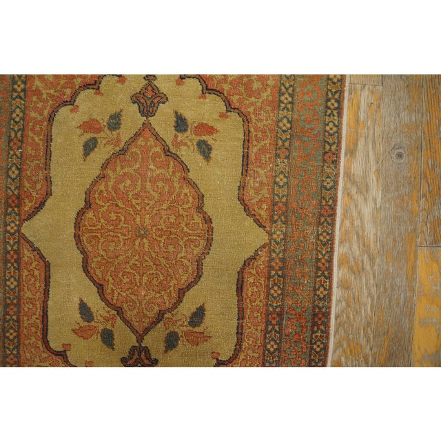 1880s Salmon Medallion Antique Persian Tabriz Haji Jalili Rug 1'9" X 2'3" Handknotted Wool Carpet For Sale - Image 4 of 6