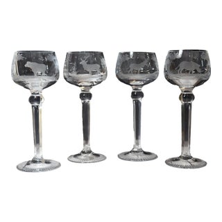 Mid 20th Century Kenyan-African Queen Lace Wine Hocks Buffalo Rhino Stag & Sable - Set of 4 For Sale