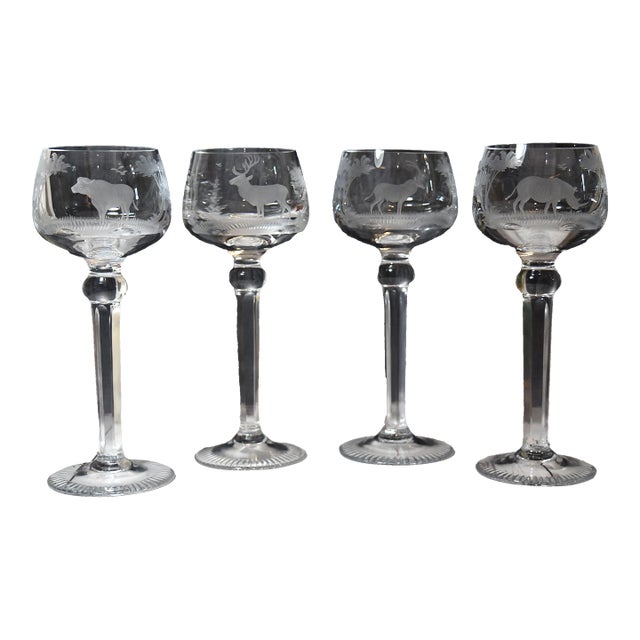 Mid 20th Century Kenyan-African Queen Lace Wine Hocks Buffalo Rhino Stag & Sable - Set of 4 For Sale
