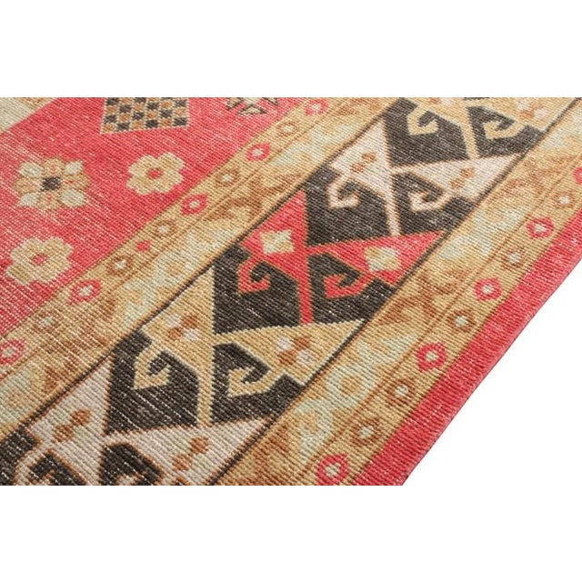 Rug & Kilim Rug & Kilim’s Distressed Style Rug in Red and Beige-Brown Geometric Pattern For Sale - Image 4 of 7