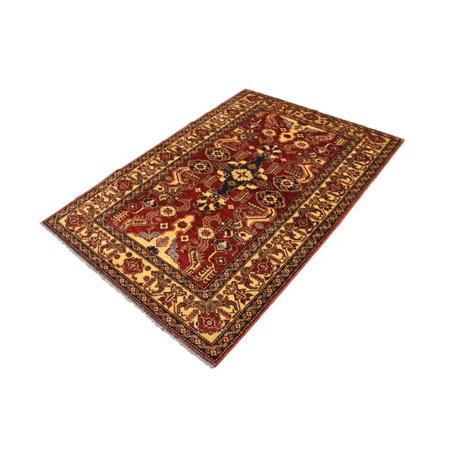 Shabby Chic Southwestern Super Kazak Red/Gold Wool Rug - 3'11'' X 6'2'' For Sale - Image 3 of 10