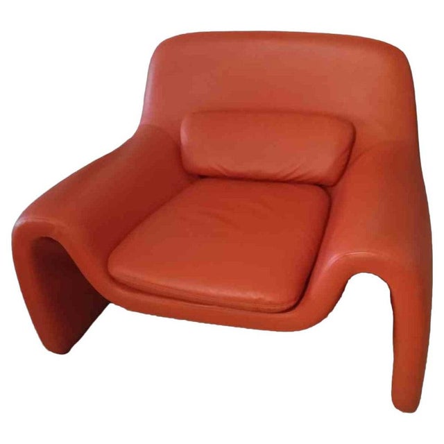 Orange Vintage Orange Leather Armchair by Cinova, Italy, 1980s For Sale - Image 8 of 8