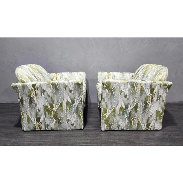 Mid 20th Century Vladimir Kagan Style Lounge Chairs in French Upholstery - Set of 2 For Sale - Image 10 of 12