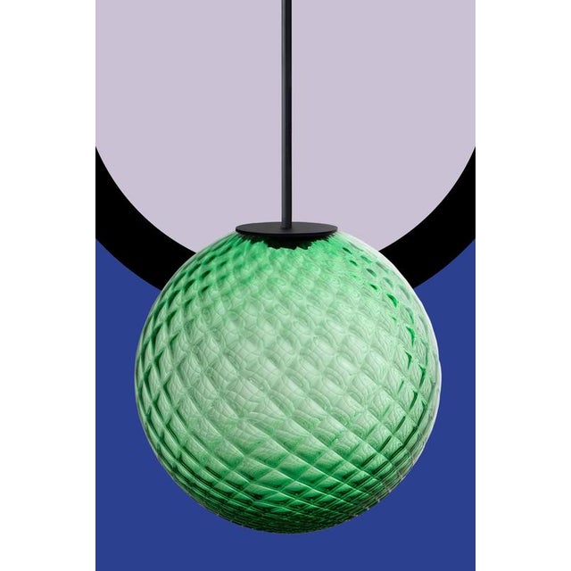 Cobalt Blue Glass Globe Brass Big Chain Empoli Pendant by Magic Circus Editions For Sale - Image 12 of 15