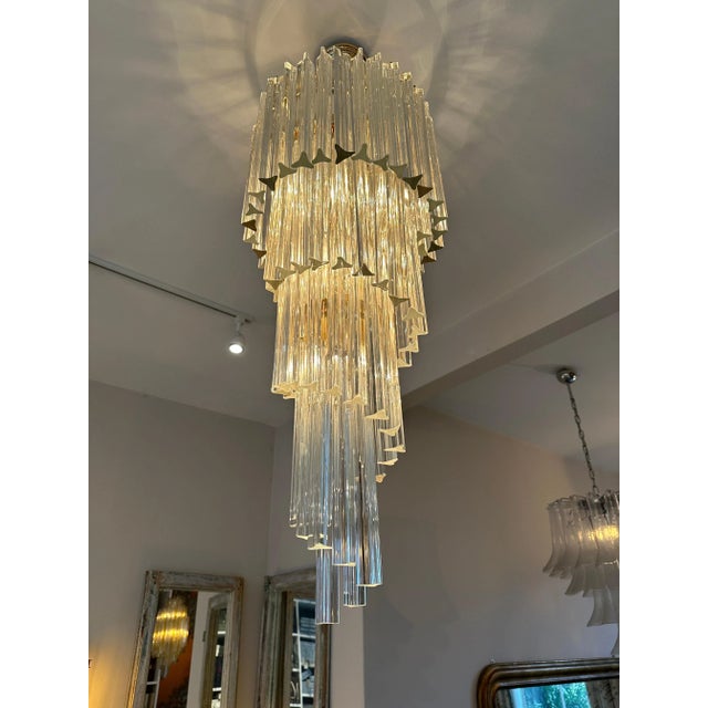 Large Italian Murano Glass Spiral Chandelier from Novaresi, 1980s For Sale - Image 4 of 9