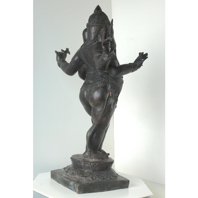 Light Gray Large Antique Chola Style Standing Ganesha For Sale - Image 8 of 13