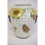Hand-Painted ceramic vase with fruit and sunflower decoration. Accented with lion head relief handles in yellow, blue,...