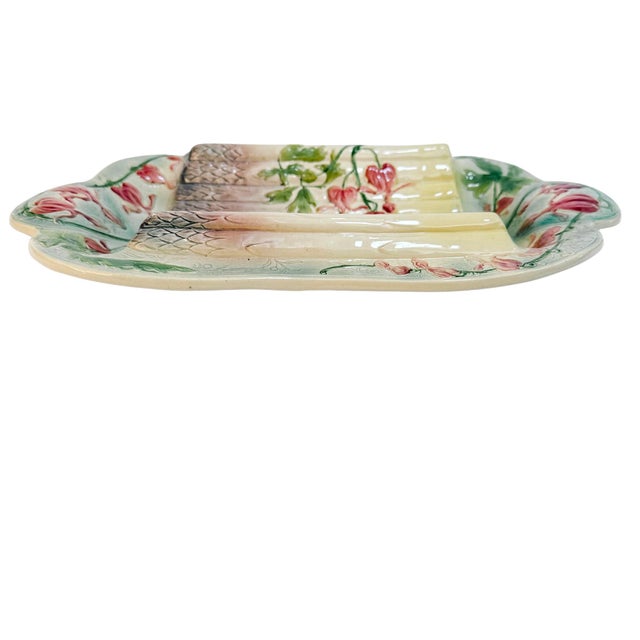 Asparagus Antique French Majolica Asparagus Serving Platter by St. Clément For Sale - Image 8 of 10
