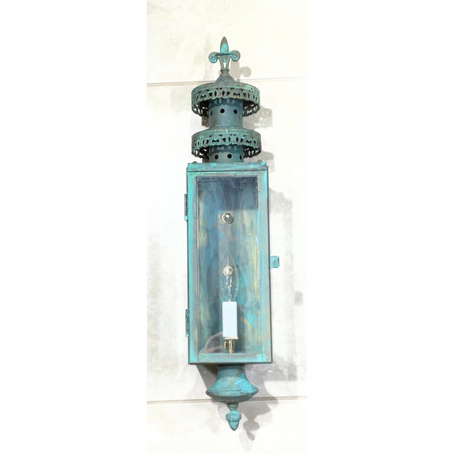 Single Vintage Solid Brass Wall Hanging Lantern For Sale - Image 12 of 16