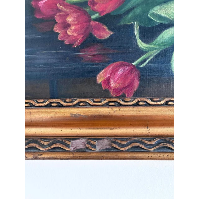 Danish Artist, Tulips Still Life, 1960s, Oil Painting on Canvas, Framed For Sale - Image 10 of 16