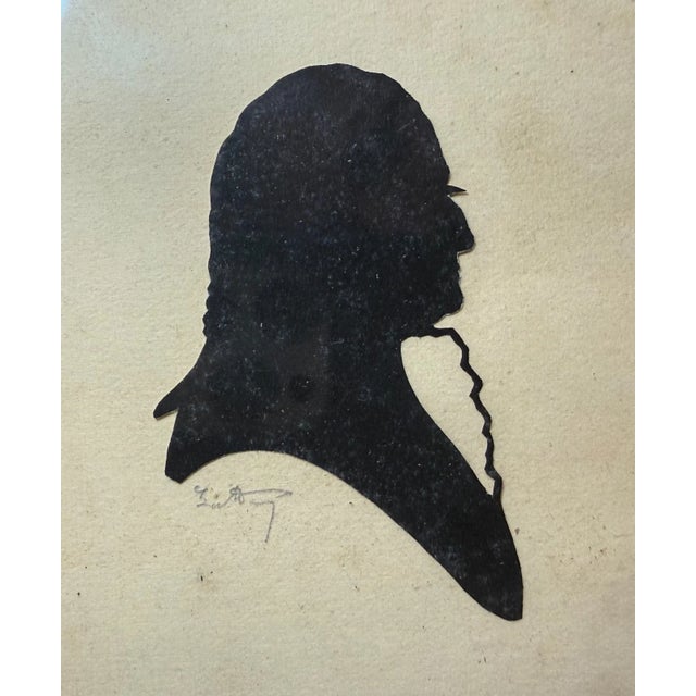 Black Antique Pair Handmade Martha George Washington Silhouette Cutout Portrait Art For Sale - Image 8 of 9