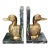 Late 20th Century Solid Brass Duck Bookends on Marble For Sale