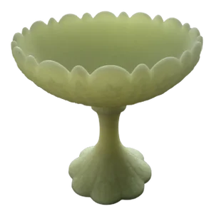 Vintage Fenton Yellow Satin Sunflower Pattern Compote