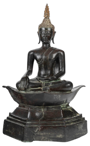 17th Century Seated Buddha in Patinated Bronze