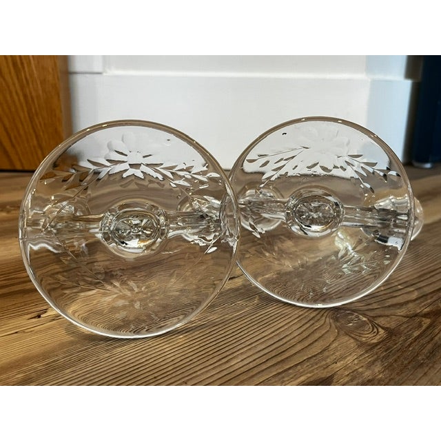 Antique Mid-Century Modern Paden City Lucy Pattern Clear Glass Twin Arm Double Candelabras - Pair For Sale - Image 4 of 10