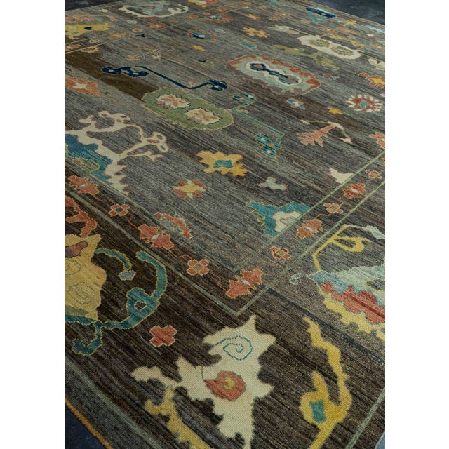 Black Turkish Oushak Old Wool Rug 12' x 14'7" #19520 For Sale - Image 8 of 8