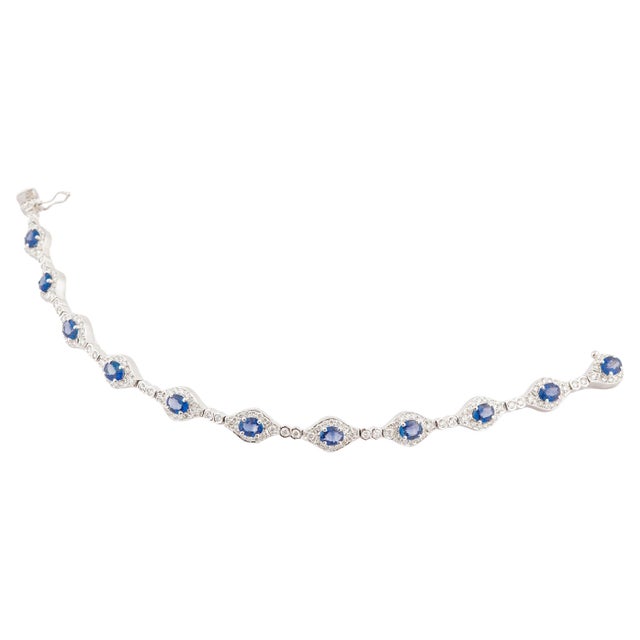 Natural blue sapphire 4.71cts & diamond 1.73cts bracelet in 18k gold For Sale - Image 15 of 18