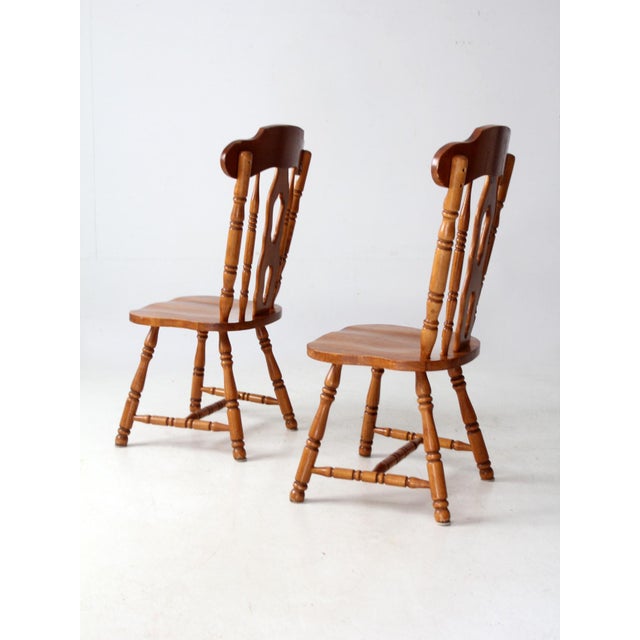 Wood Vintage Splat-Back Dining Chairs a Pair For Sale - Image 7 of 15