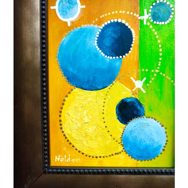 Contemporary Geometric Aurora, Framed Oil on Canvas For Sale - Image 3 of 4