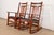 Stickley Harvey Ellis Collection Mission Arts & Crafts Inlaid Cherry Wood and Leather Rocking Chairs, Pair For Sale - Image 12 of 12