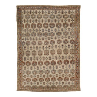 Unique Antique Serab Rug With Geometric All-Over Medallion Motif For Sale