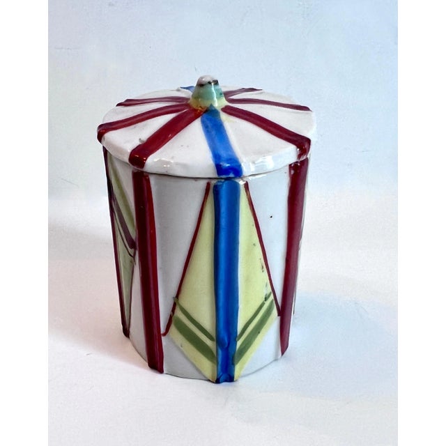 Lidded Multi Color Porcelain Art Deco Box from Japan For Sale - Image 4 of 10