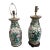 1970s Asian Style Floral Ceramic Table Lamps With Wooden Base - a Pair For Sale