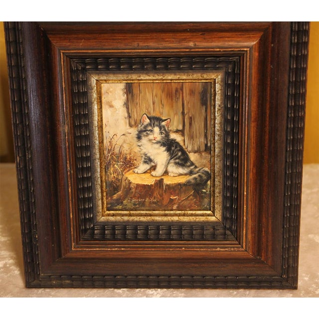 This original miniature oil painting by the German artist Inge Gruber-Böhm (born 1941) features a charming portrait of a...