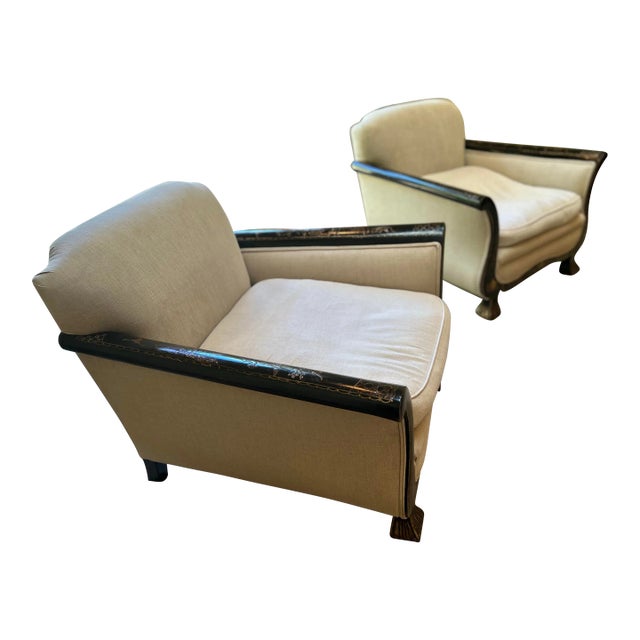 Pair of 19th Century English Raised Chinoiserie Sofa Chairs For Sale