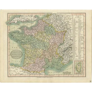 Antique Map of France, 1816 For Sale