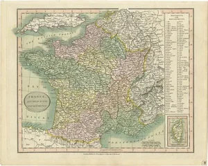Antique Map of France, 1816