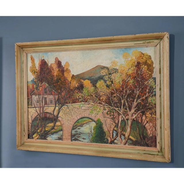 Impressionist 1940'S Lancaster Bridge Original Oil Painting For Sale - Image 3 of 11