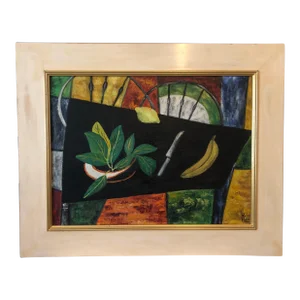 Ruth Todd Abstract Expressionist Oil Painting of Still Life with Fruit c.1950