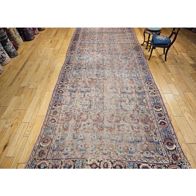 Antique Caucasian Karabagh Gallery Rug, Handwoven Pistachio Green & Yellow, 1850s, 7' x 19' For Sale - Image 9 of 18