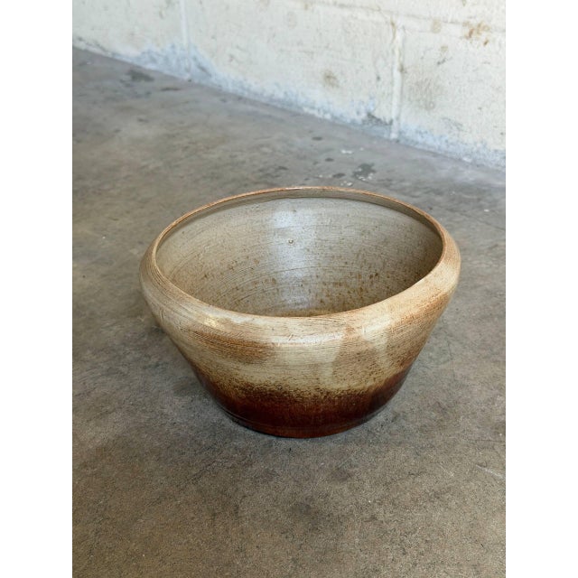 Brown Studio Ceramic Light Brown Gradient Bowl 1960s Mid-Century Modern For Sale - Image 8 of 10