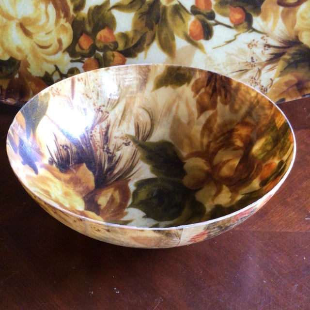 Traymold Company Inc. Tray, 2 Large Serving Bowls, Danish Walnut Salad Serving Spoon and Fork-Set of 5 For Sale In Sacramento - Image 6 of 13