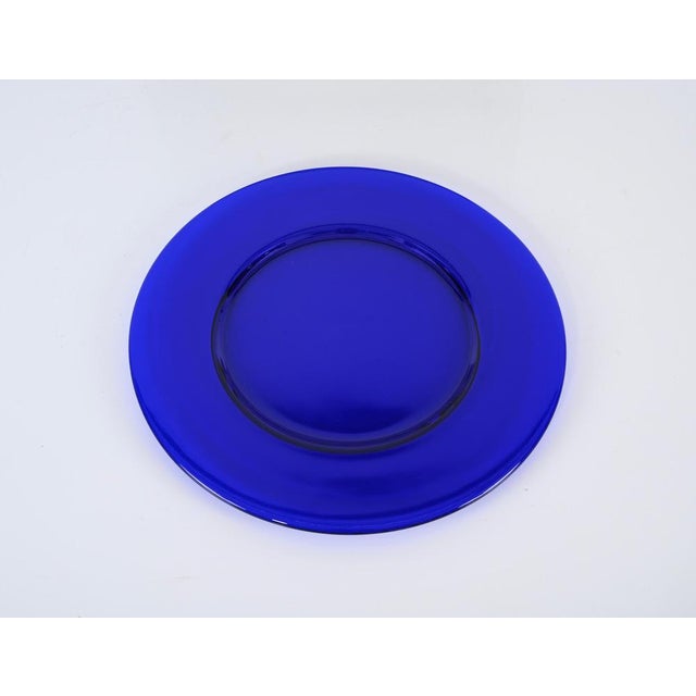 Round Cobalt Blue Murano Glass Dinner Plates, Italy, 1980s, Set of 6 For Sale - Image 3 of 18