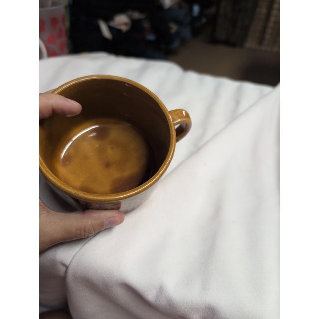 Contemporary Vintage Ceramic Soup Mug With Handle For Sale - Image 3 of 3
