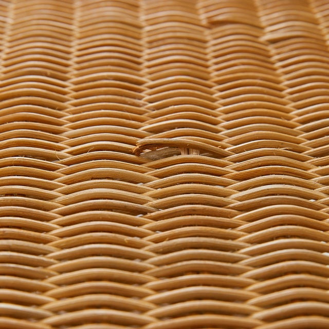 Wood French Rattan + Glass Shelf in the Manner of Louis Sognot, 1960s For Sale - Image 7 of 9