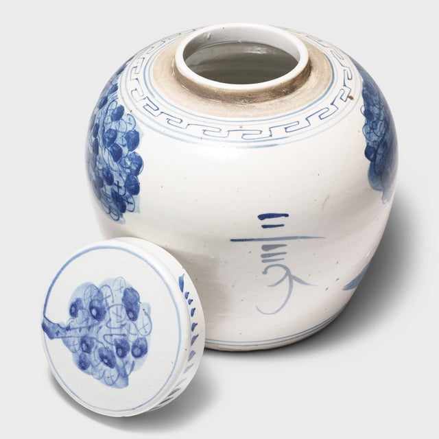 Chinese Chinese Blue & White Scholar's Garden Jar For Sale - Image 3 of 3